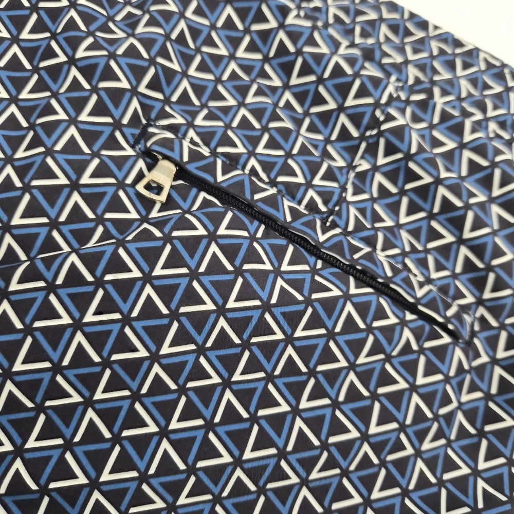 Orlebar Brown Bulldog Garda Swim Shorts Blue/White Geometric Print Tailored Fit - Picture 4 of 13